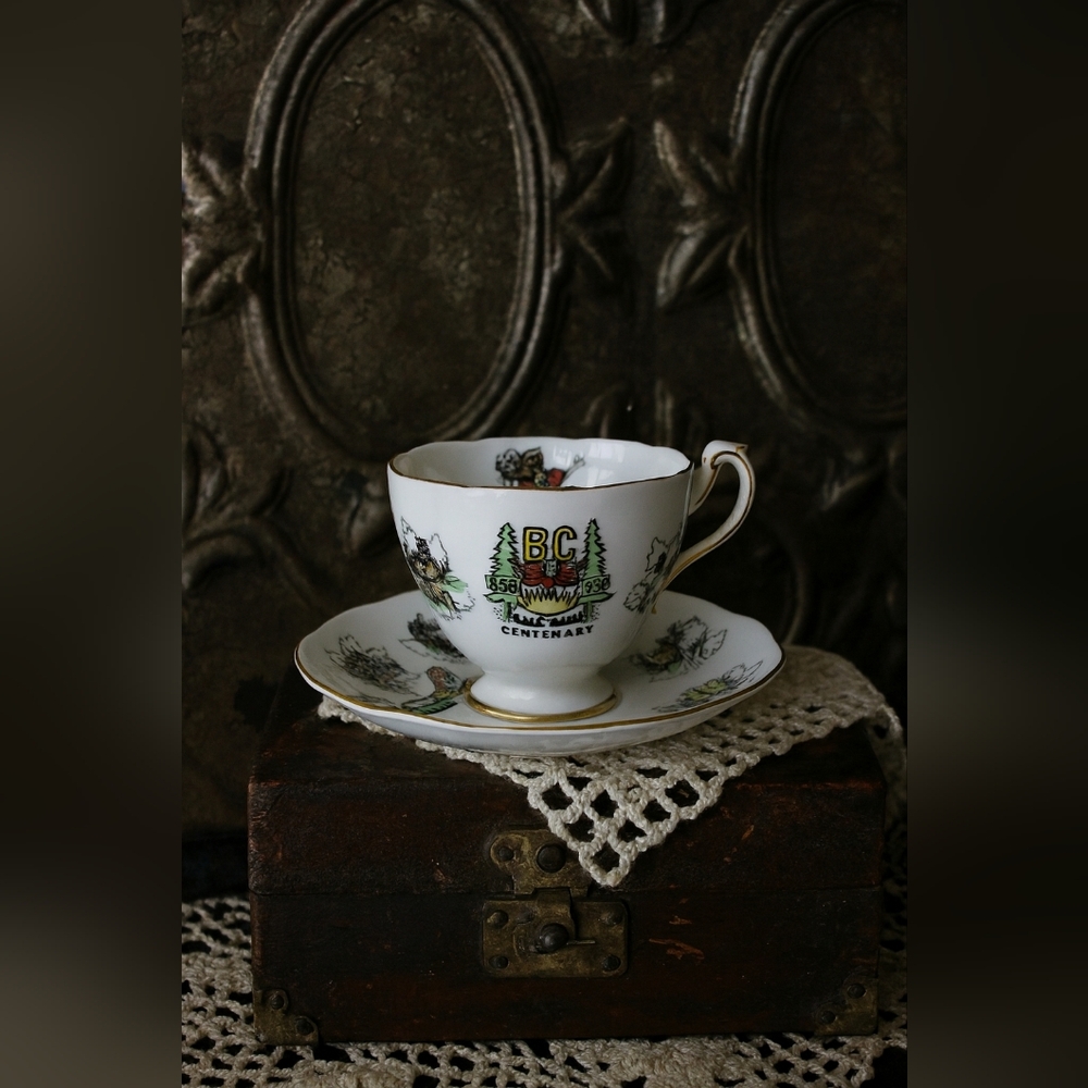 Vintage Roslyn Fine China 100 Year Centenary BC Souvenir Teacup and Saucer